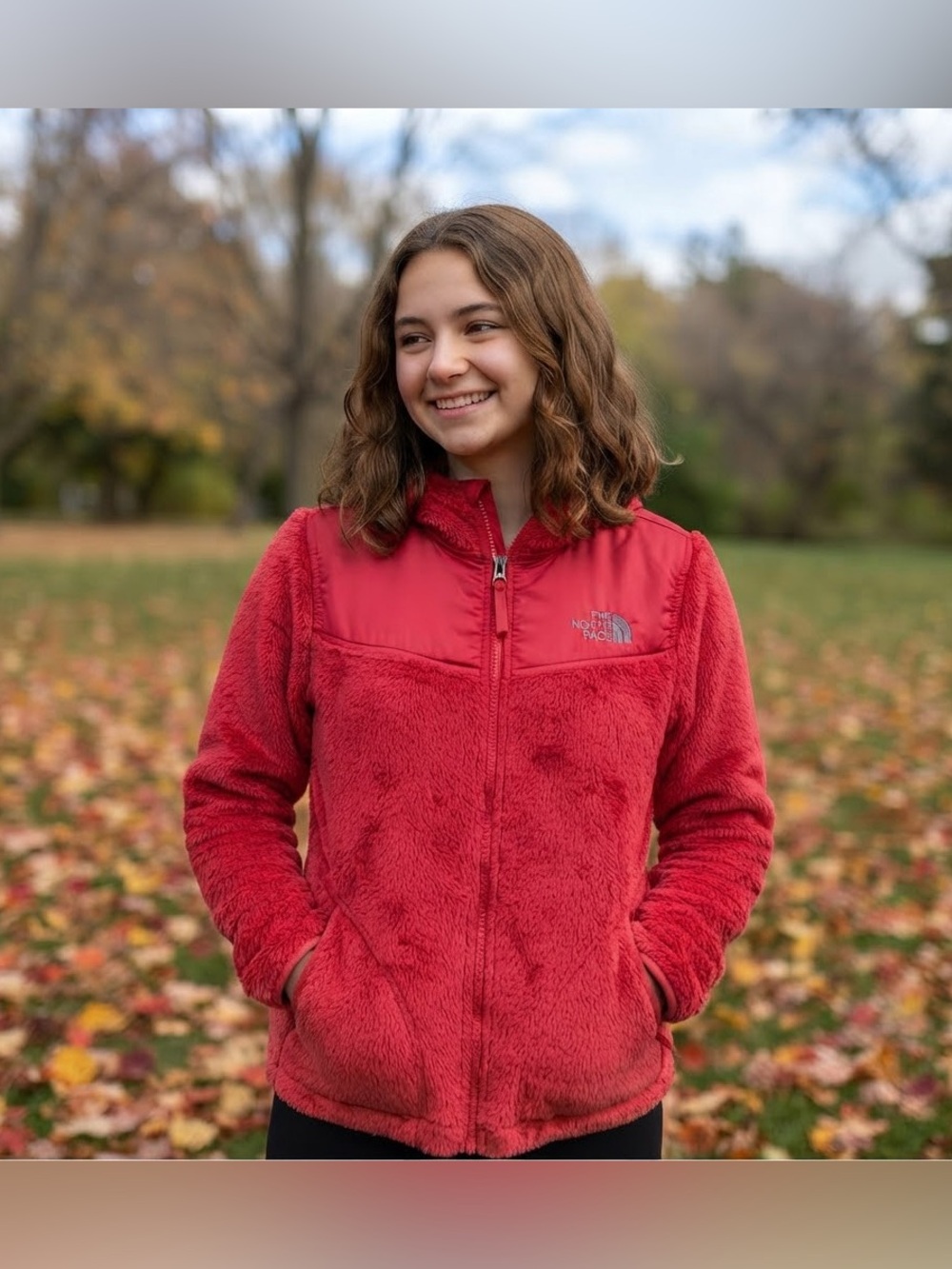 The North Face Coral Fuzzy Osito Hybrid Full-Zip Fleece Hoodie Girls XL (14/16)
